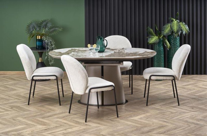 Стол раскладной ROBINSON Halmar Бежевый мрамор / Капучиновый